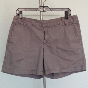 LOFT Women’s Chino Shorts | Size 8 | Weathered Gray Mid-Rise Flat Front 4-Pocket